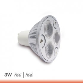 Bombilla LED GU10, 3W Rojo 625nm 120lm, NO dimerizable, 85-265Vac