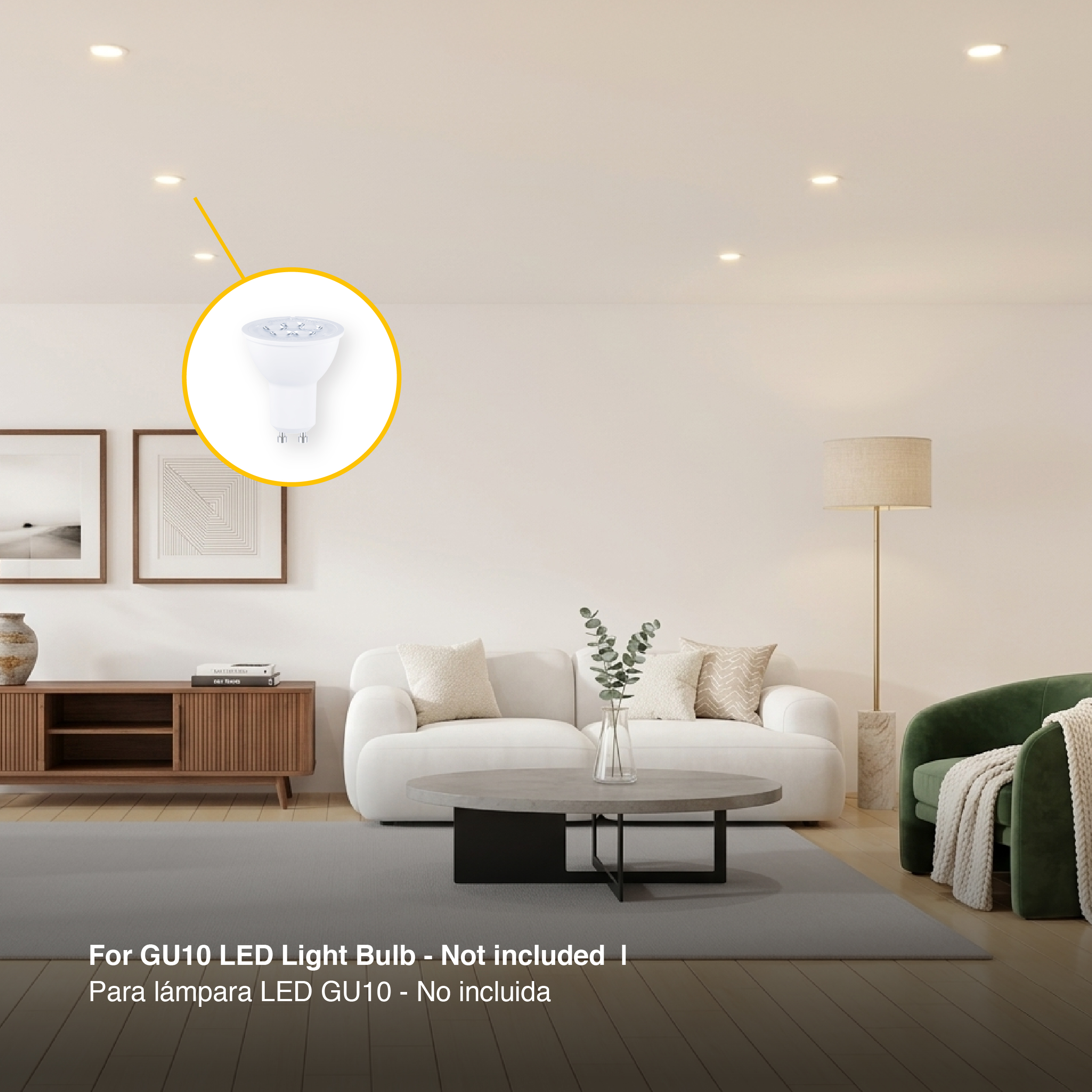 Spot Blanco Fijo sin soporte para lámpara GU10 ø90mm