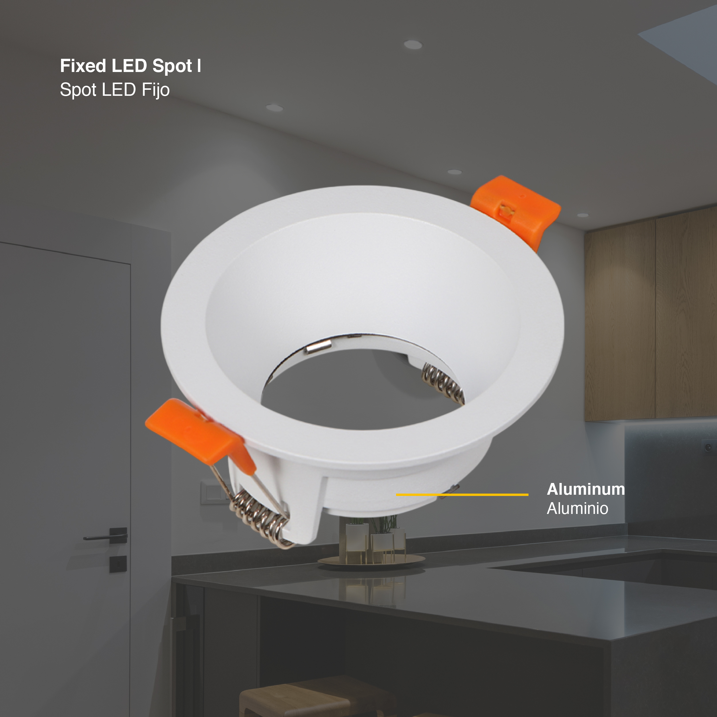 Spot Blanco Fijo sin soporte para lámpara GU10 ø90mm
