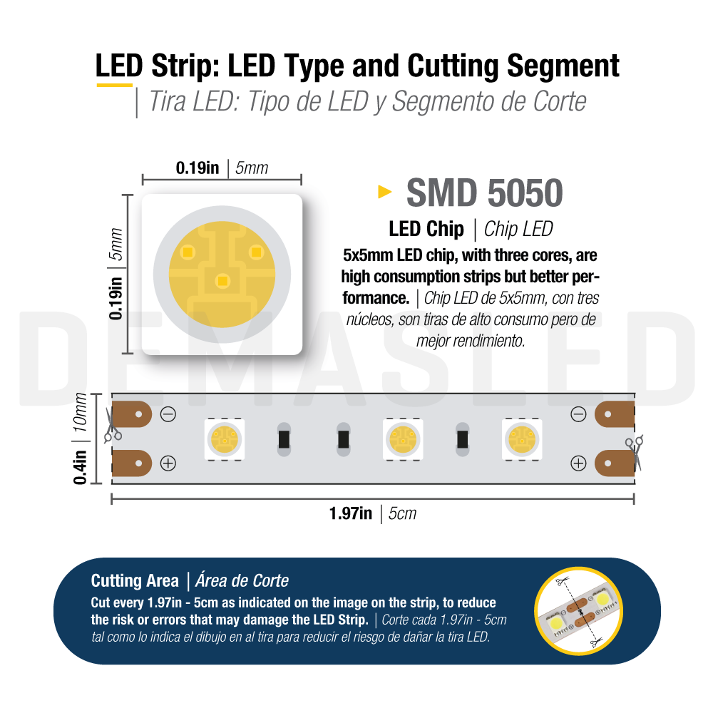 Tira LED SMD5050 12V 12W/m, Blanco Neutro 1200lm/m 60 LEDs/m 5m