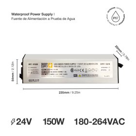 Fuente Switching 24V 6.3A 151W, 180-264VAC Exterior IP67