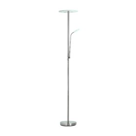 Lámpara de Pie LED con Luz de Lectura Dimerizable Níquel satinado Ø300x16mm 28W CCT 1800mm