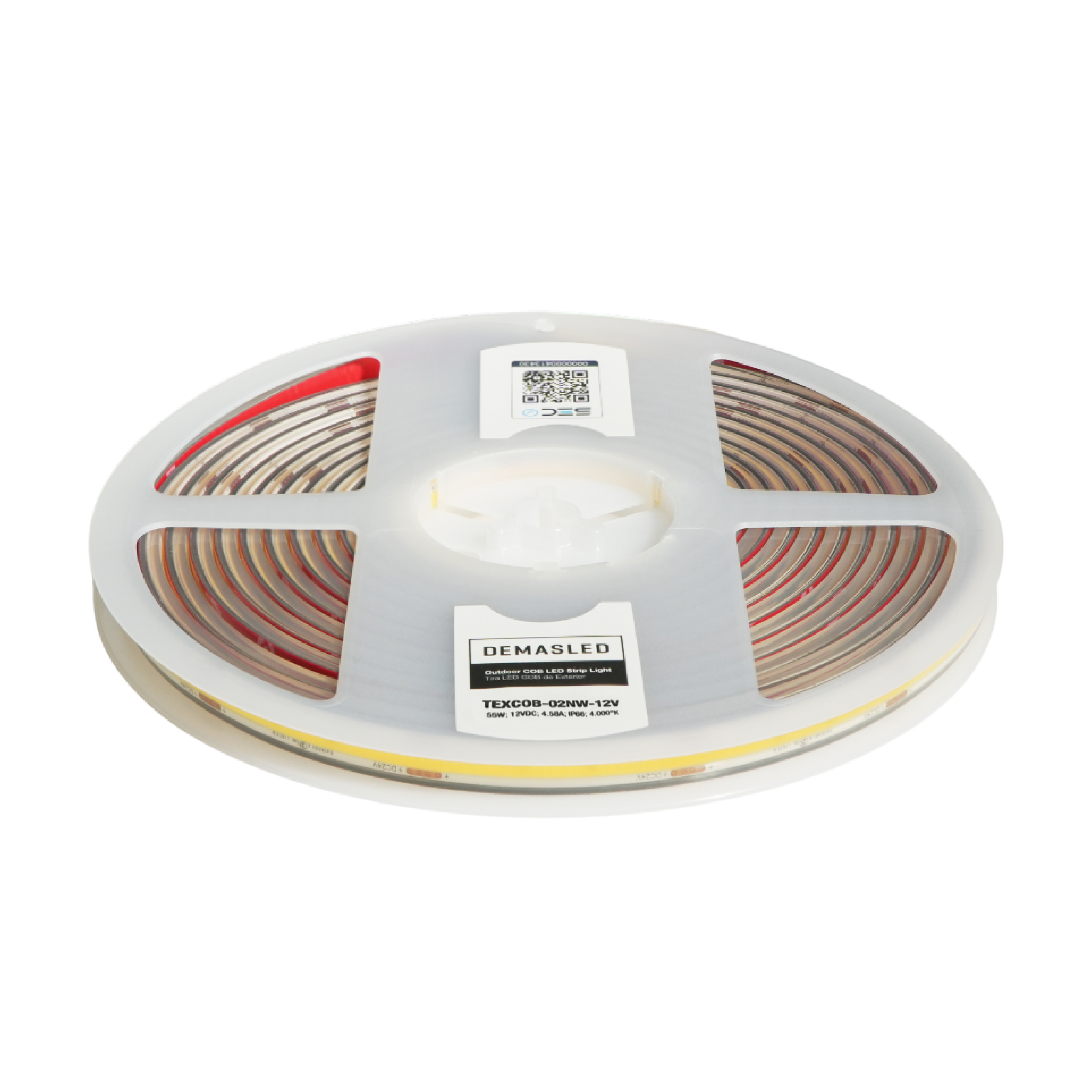 Tira LED COB 12V 11W/m Blanco Neutro 4000ºK 1012lm/m 10mm IP68, 5m
