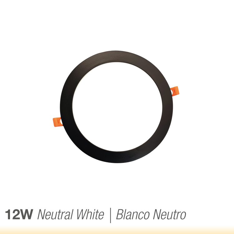 Panel LED Redondo Negro de 17cm, 12W 720lm Neutro, de empotrar