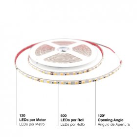 Tira LED 3000°K SMD2835, 24V 12W/m 1200lm/m 120LEDs/m 5mm PBC 5m
