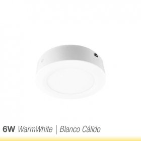 Plafón LED redondo blanco de 12cm, 6W 390lm Cálido, de aplicar