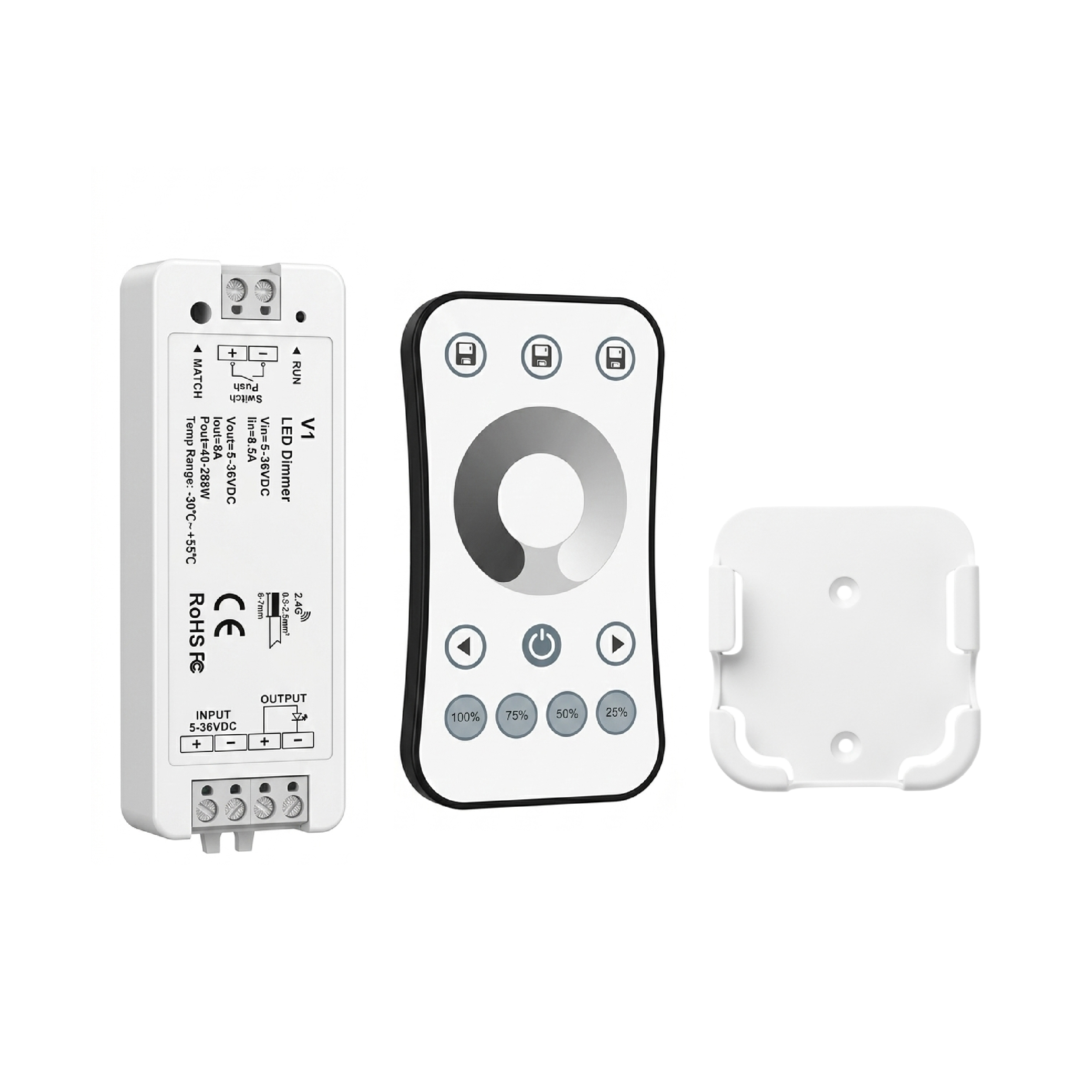 Kit Controlador + Mando RF para Tiras LED Monocromáticas