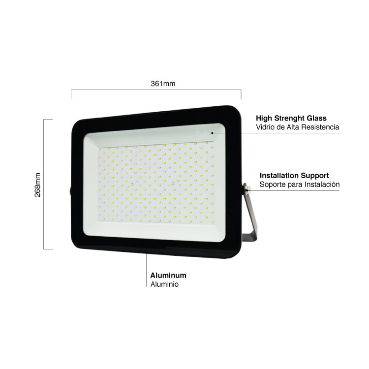 Proyector LED de Exteriores, 200W, 17000lm Blanco Frio 6500K 220V