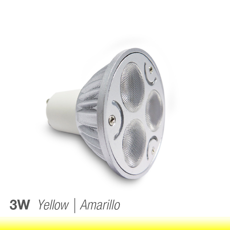 Bombilla LED GU10, 3W Amarillo 585nm, NO dimerizable, 85-265Vac