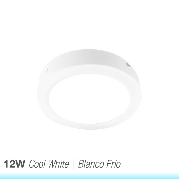 Plafón LED redondo blanco de 17cm 12W 900lm blanco Frío de aplicar