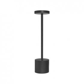 Lámpara de Aluminio Negra, Blanco Cálido 3W  Recargable 2000mAh