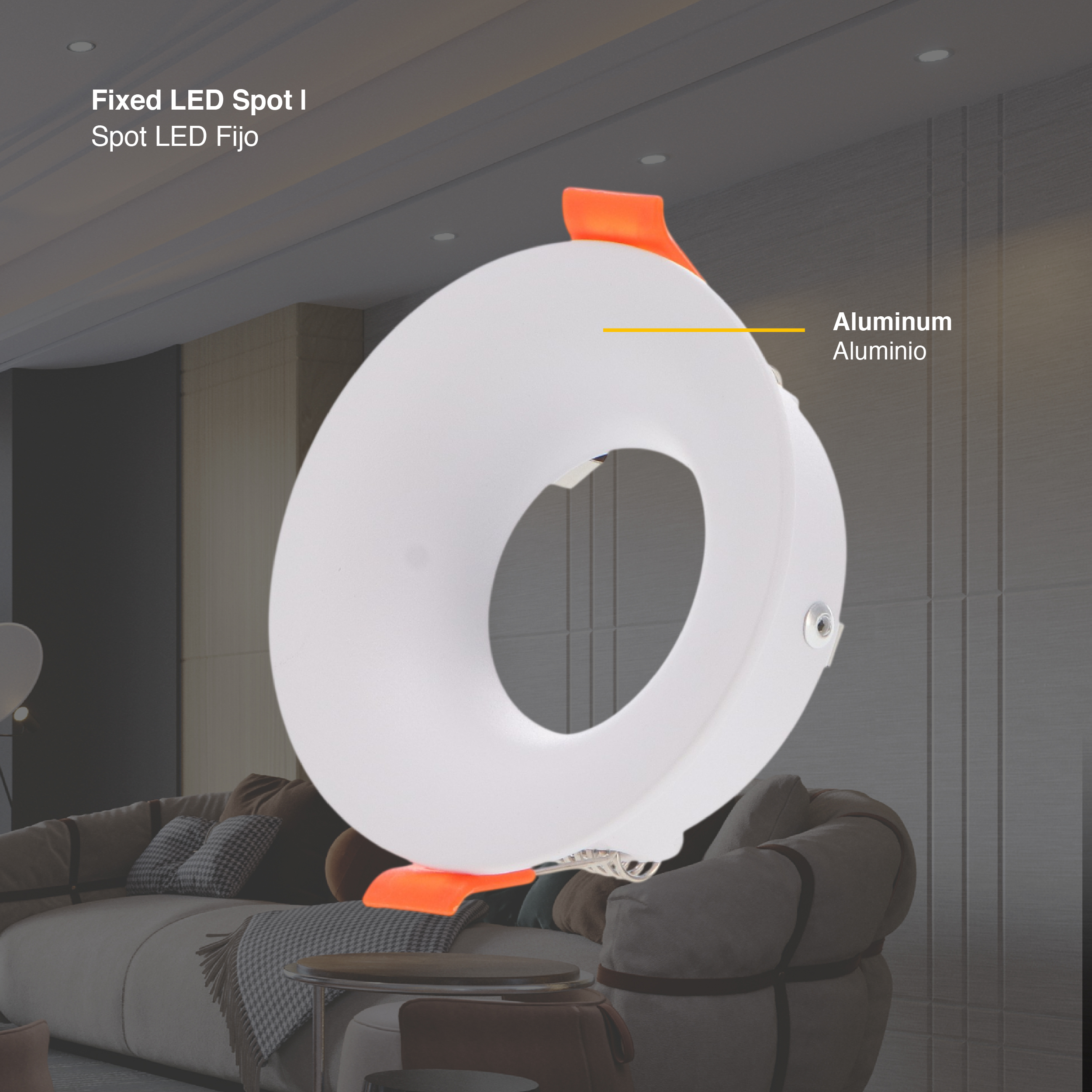 Spot Blanco Fijo sin soporte para lámpara GU10 ø85mm