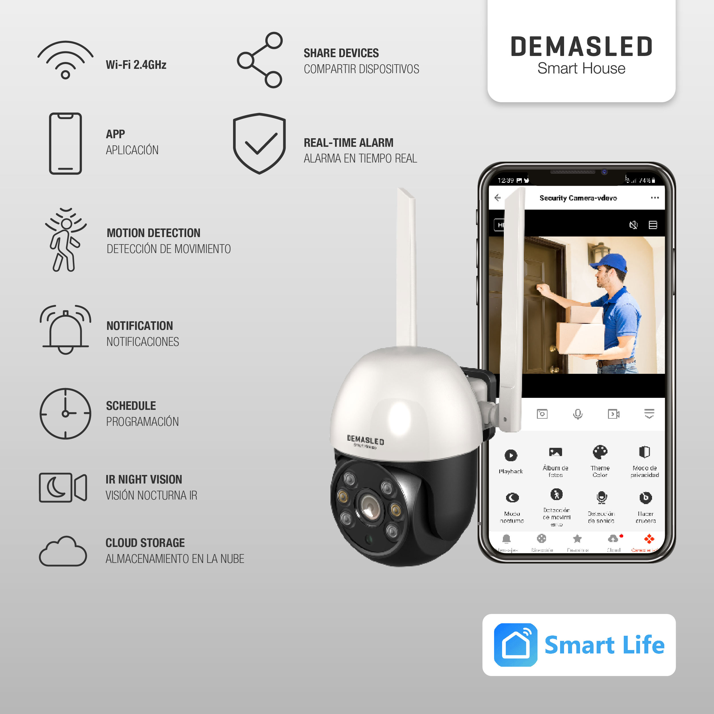 Cámara Smart WIFI HD de exterior 1080p 12V IP65