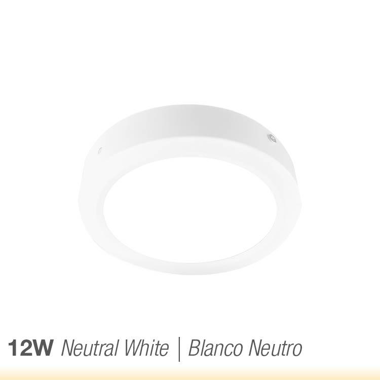 Plafón LED redondo blanco de 17cm 12W 900lm blanco Neutro, aplicar