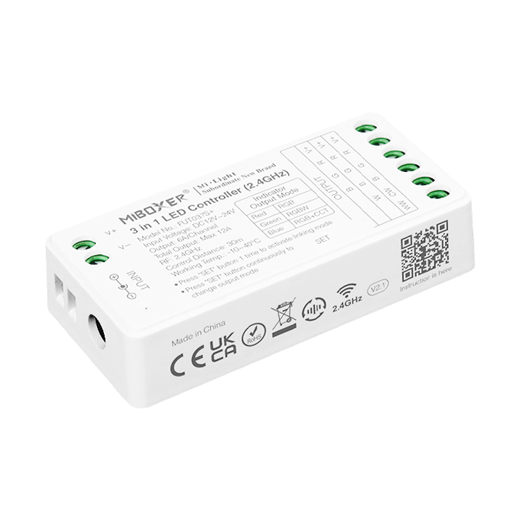 Controlador LED 3 en 1 RGB/RGBW/RGB+CCT Mi-Light 12-24V 12A 2.4GHz