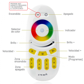 Control Remoto Mi Light RGBW, 2.4GHz, compatible con: con-52