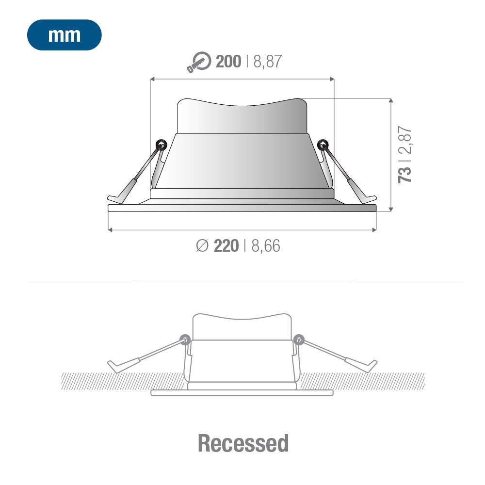 Downlight LED 24W 2050 lm Blanco Frío 6000°K (ØCorte 200mm)
