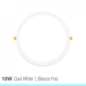 Panel LED redondo blanco de 22cm, 18W 1500lm Frío, de empotrar