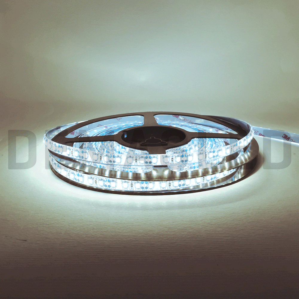 Tira LED SMD3528 IP68, 12V 9.6W/m, Frío 800 lm/m, 120 LED/m, 5m