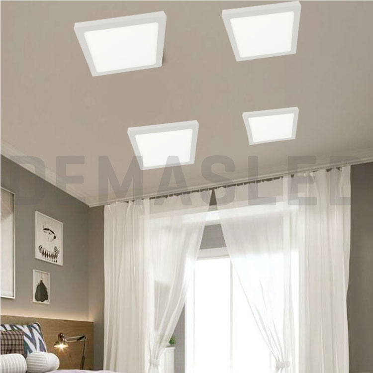 Plafón LED cuadrado blanco de 21,3x21,3cm 18W 1440lm Neutro, de aplicar