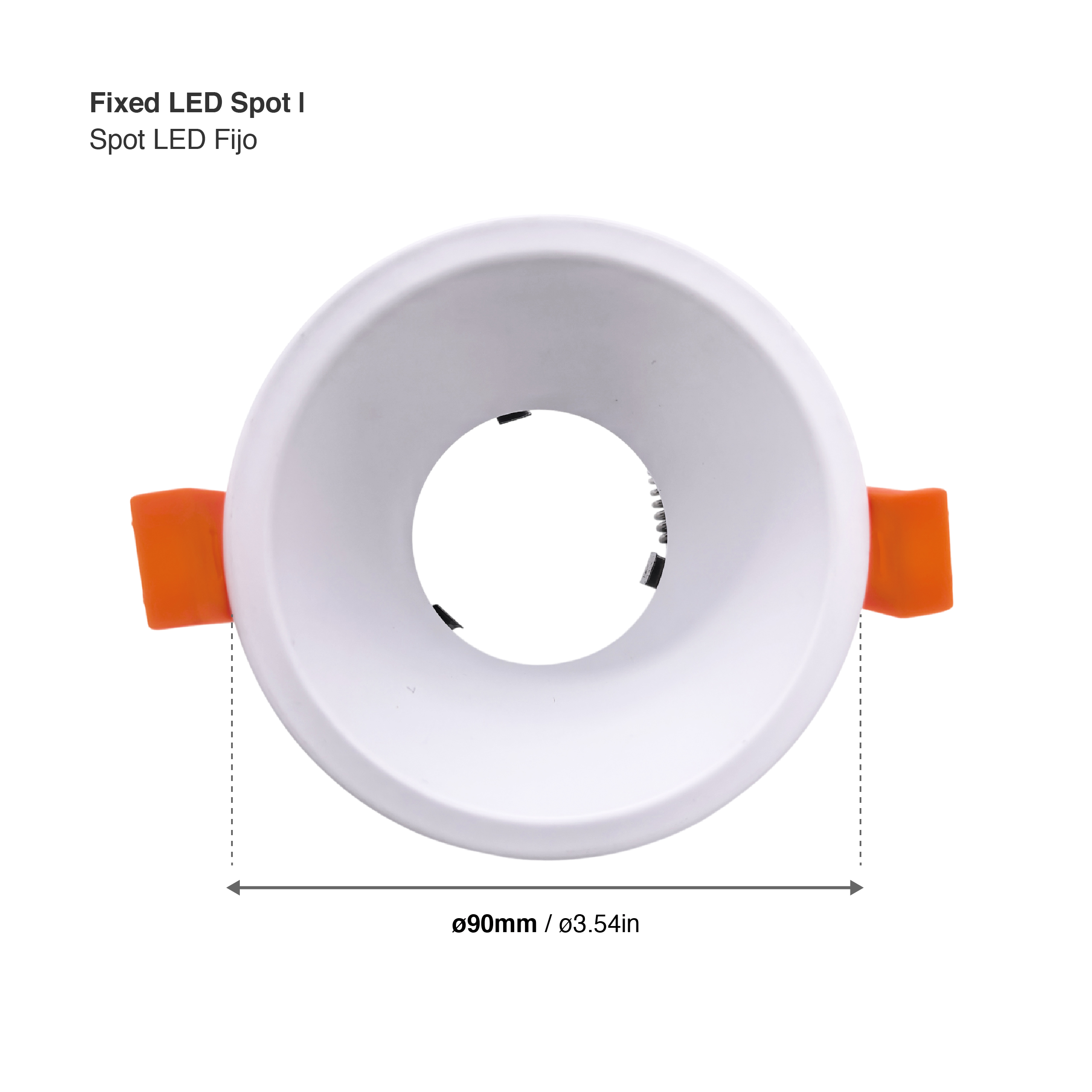 Spot Blanco Fijo sin soporte para lámpara GU10 ø90mm