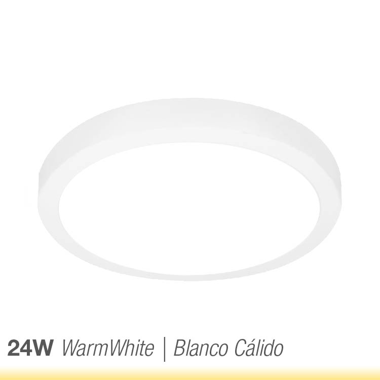 Plafón LED redondo blanco de 30cm, 24W 1920lm Cálido, de aplicar