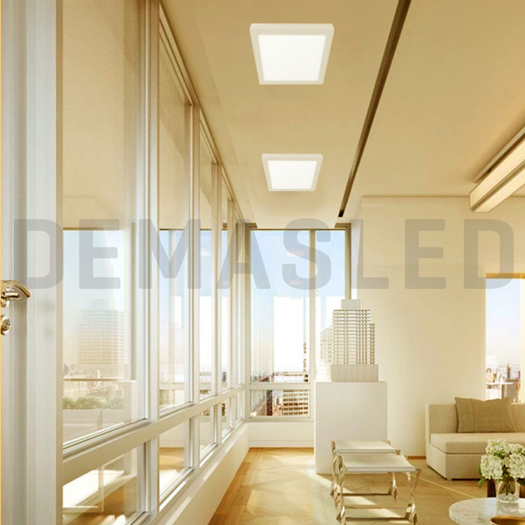 Plafón LED cuadrado blanco de 21,3x21,3cm 18W 1440lm Cálido, aplicar