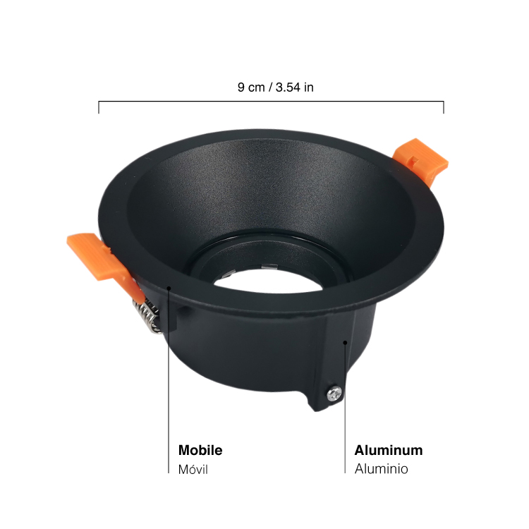 Spot Móvil Negro 9cm Corte 8cm para Bombillas GU10