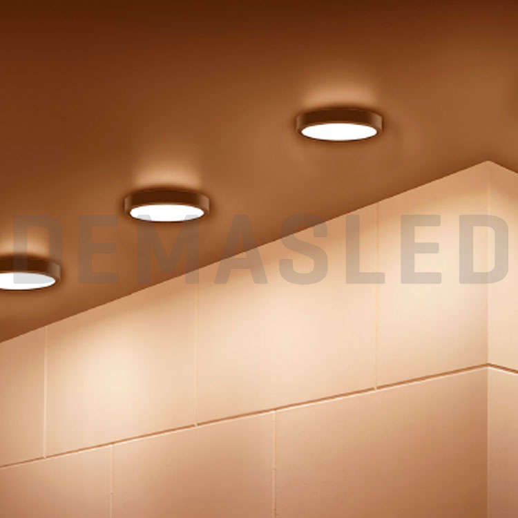 Plafón LED redondo, Superficie 18W 1440lm Cálido D-22cm 100-240V. NEGRO
