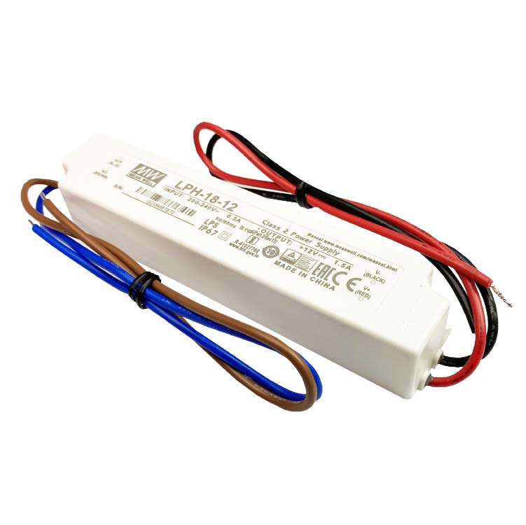 Fuente Switching MEANWELL 12V 1.5A 18W, 180-264VAC  Exterior IP67