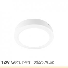 Plafón LED redondo blanco de 17cm 12W 900lm blanco Neutro, aplicar