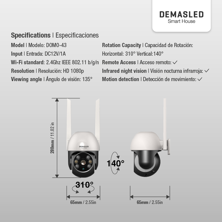Cámara Smart WIFI HD de exterior 1080p 12V IP65