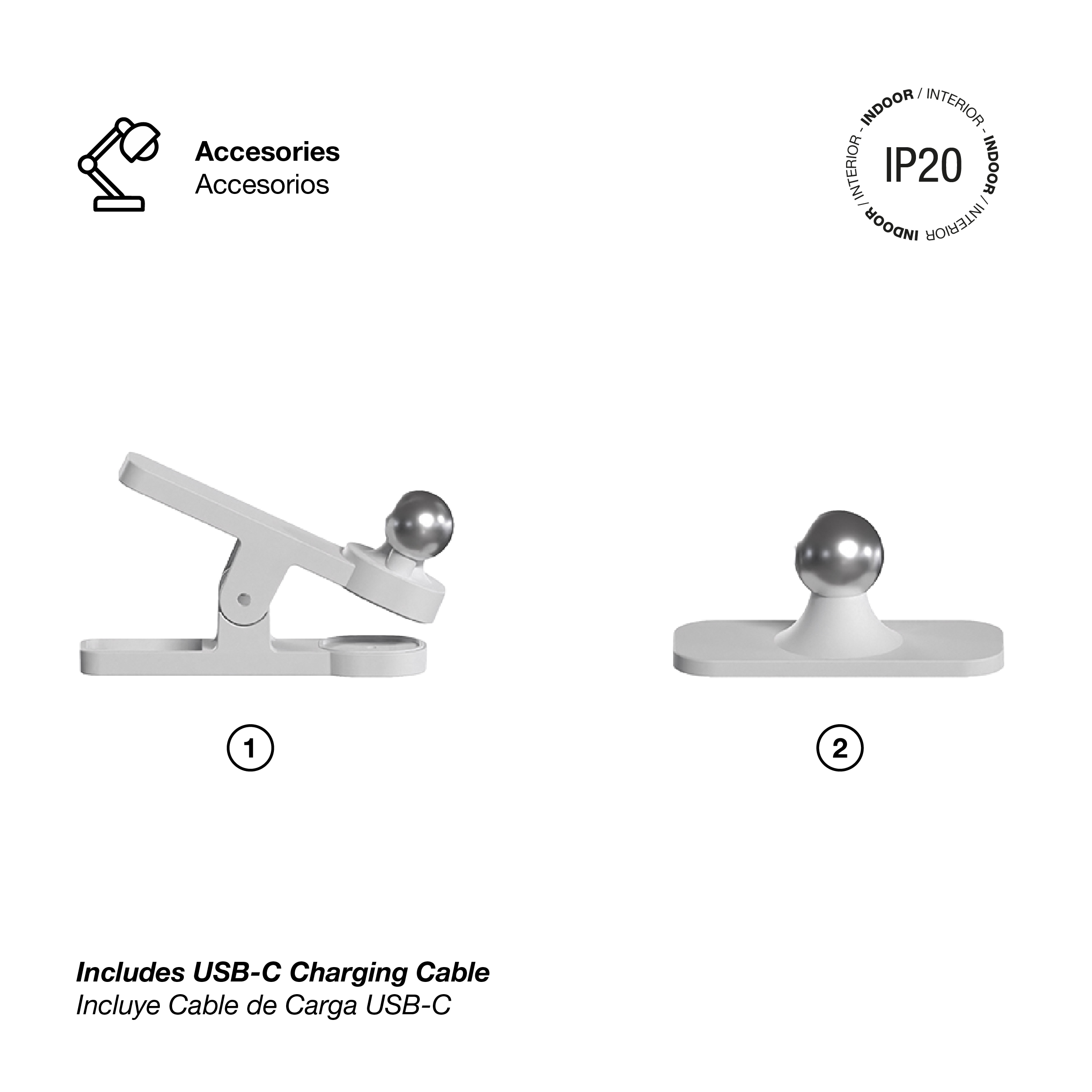 Lámpara de Mesa LED Magnética Blanco 3W Mix Recargable 1800mAh