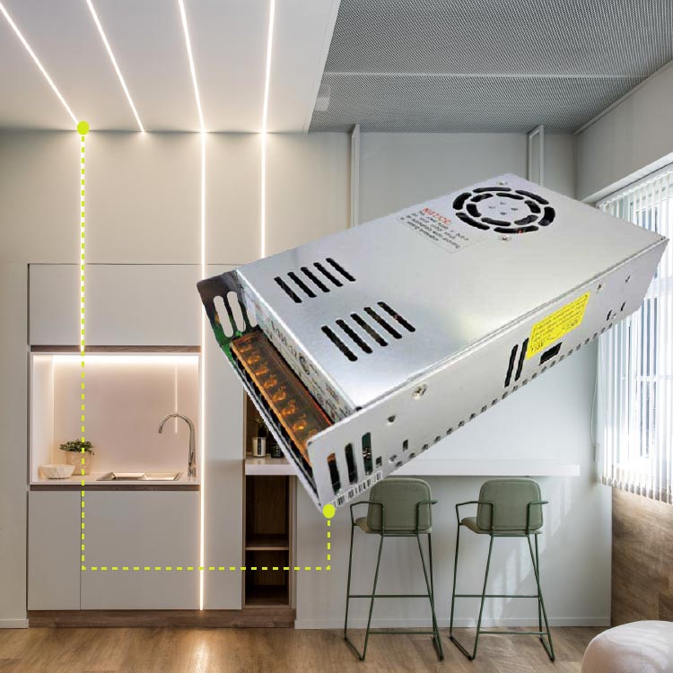 Fuente de Alimentación 350W 24V 14,5A Mean-well c/ventilador INTERIOR