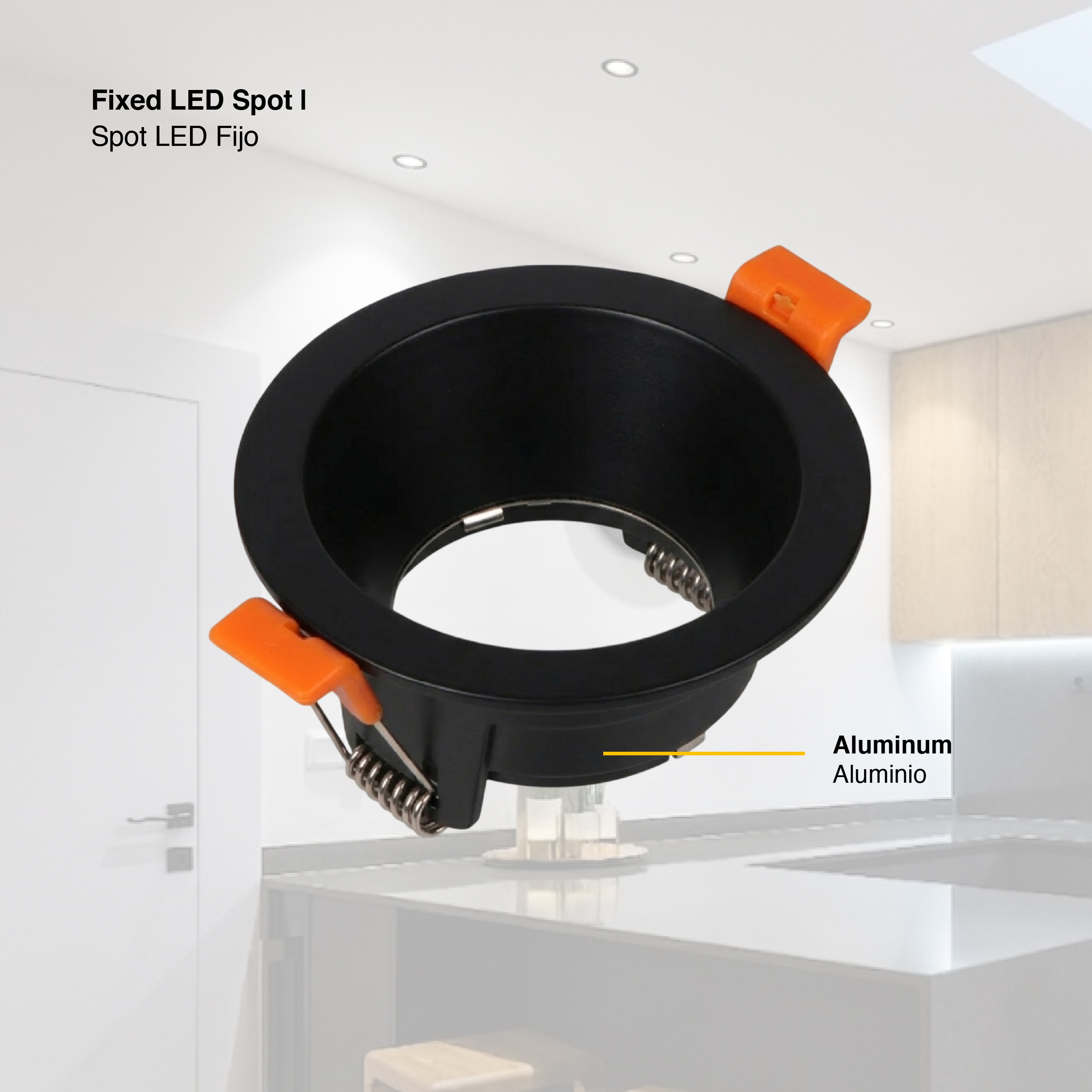 Spot Negro Fijo sin soporte para lámpara GU10 ø90mm