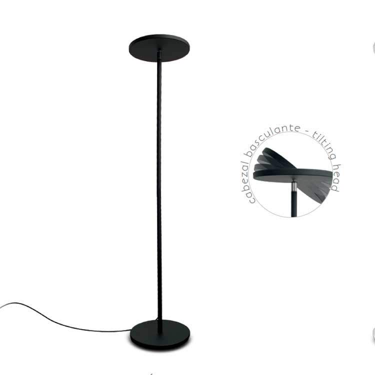 Lámpara de Pie metálica negra luz indirecta - 30W - CCT