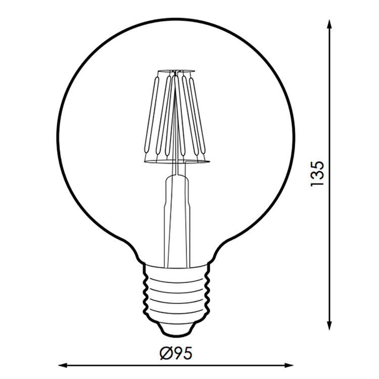 Bombilla G95 E27 filamento 6W 2300K