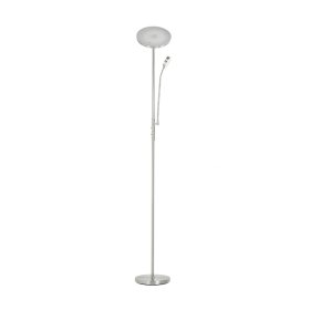 Lámpara de Pie LED con Luz de Lectura Níquel satinado Ø250x20mm 25W Blanco Cálido 3000K 1800mm