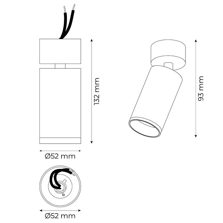 Foco de superficie orientable para GU10 Oro