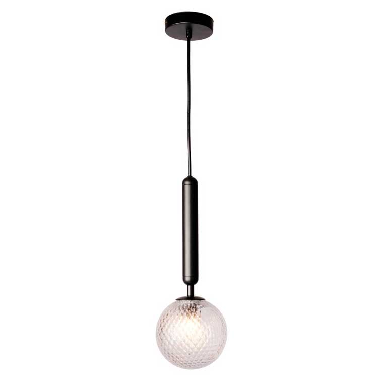 Colgante MUSA negro con 1 globo transparente texturizado