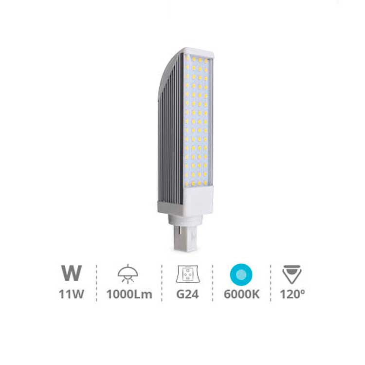 Bombilla LED PL 11W G24 giratoria Blanco neutro