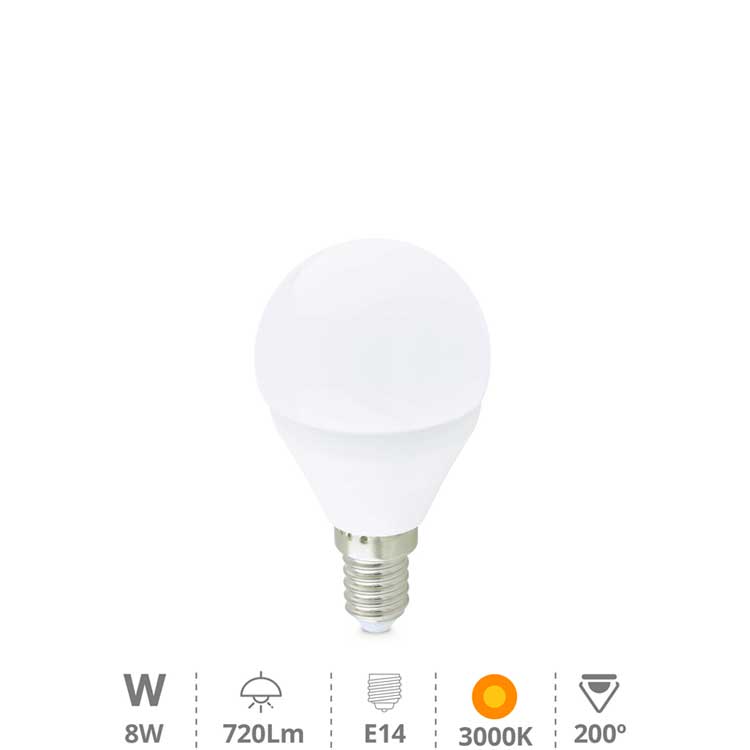Bombilla E14 G45 8W esférica Blanco neutro