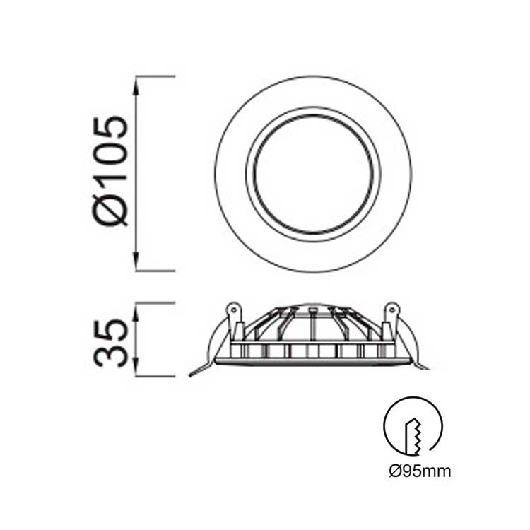 Downlight 7W Luz Indirecta redondo blanco mate 105mm 3000K