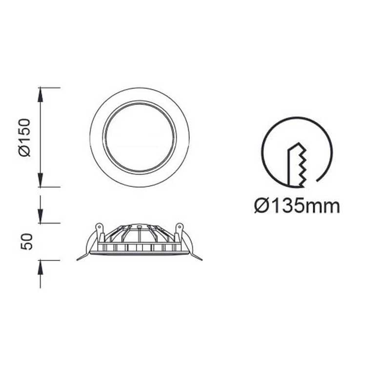 Downlight 12W Luz Indirecta redondo blanco mate 150mm 4000K