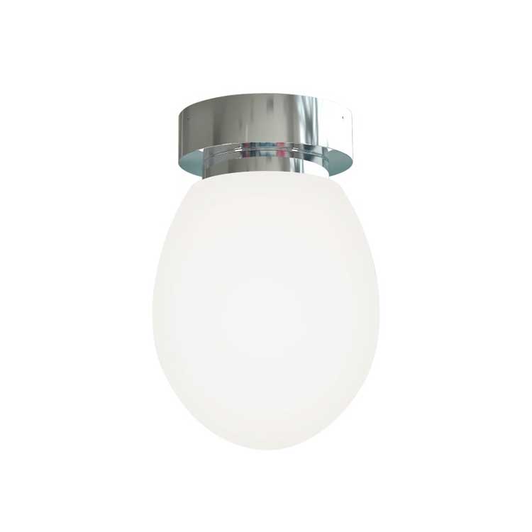 Plafón TAM E14 globo oval cristal blanco satinado