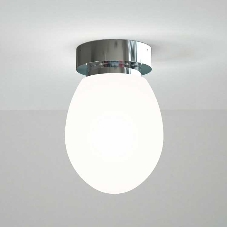 Plafón TAM E14 globo oval cristal blanco satinado
