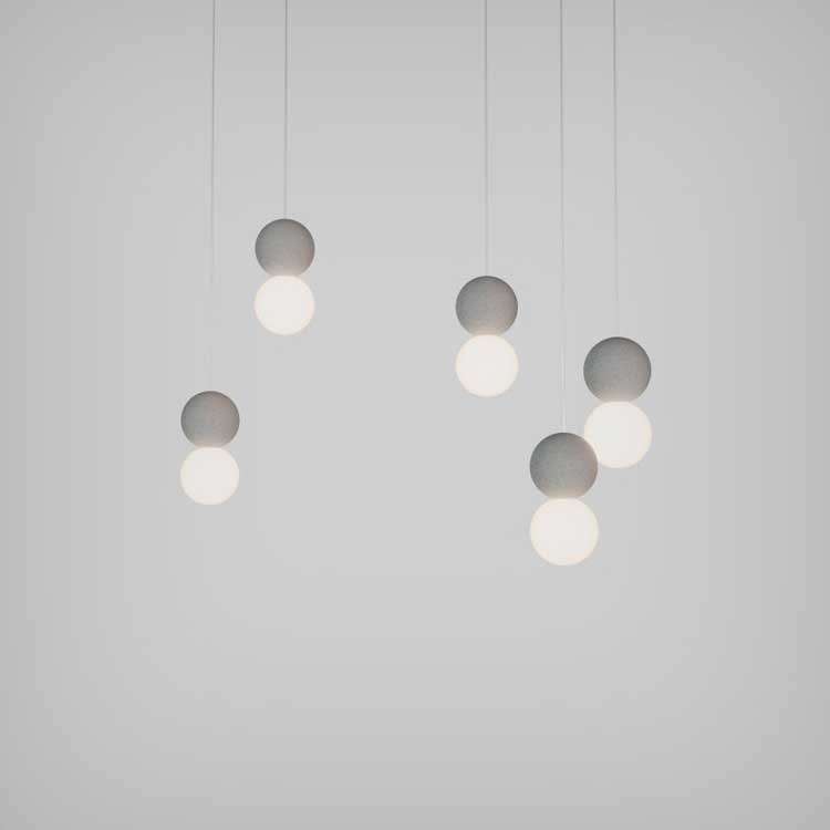 Colgante CRE cemento con 1 globo opal