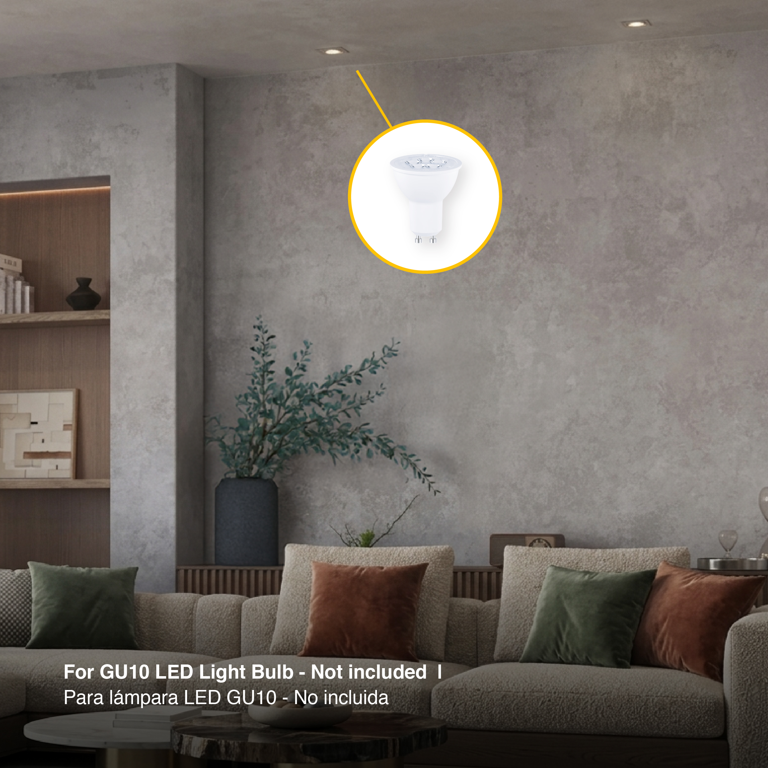 Spot Cuadrado Blanco Ajustable sin soporte para lámpara GU10 91x91mm