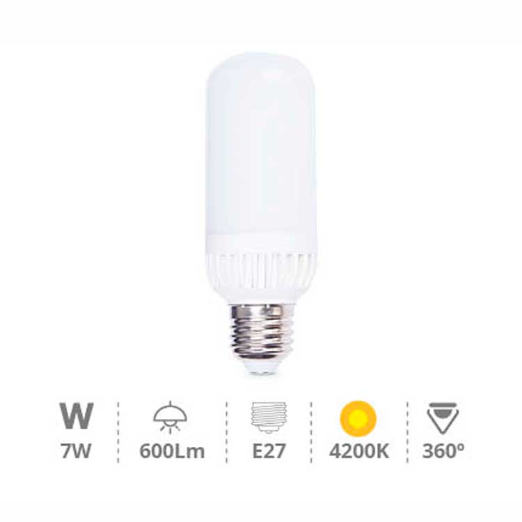 Bombilla LED PL E27 7W Blanco neutro corta