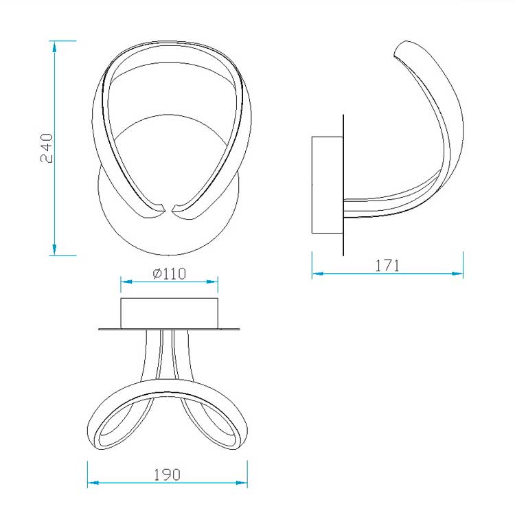 Aplique de pared 12W Kno Plata y cromo